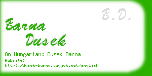 barna dusek business card